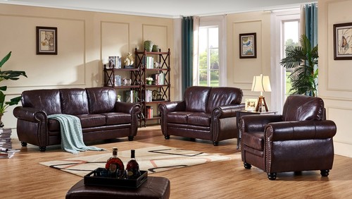Burgundy leather seater 2 - 3,