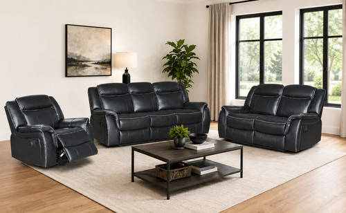 Black leather gel recliner - leather,