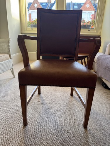 Vintage brown leather and wood - and,