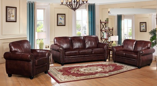 Brown leather seater 2 - seater, /